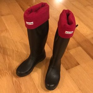 Hunter Rain boots with socks, tall